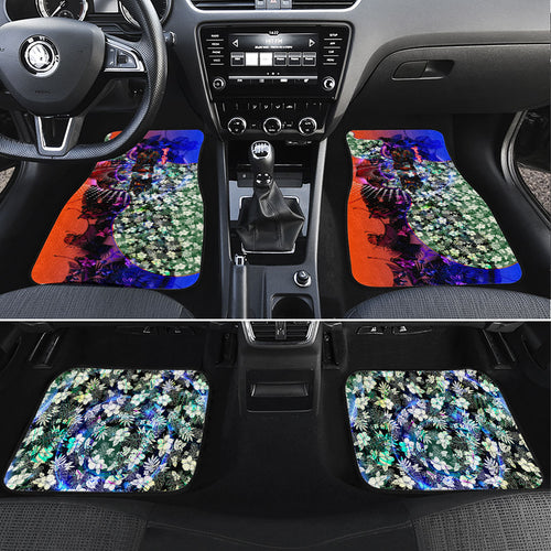 Personalized Adelaide Crow Football Car Mats Tropical Hibiscus Flowers - Pacific Fusion Style