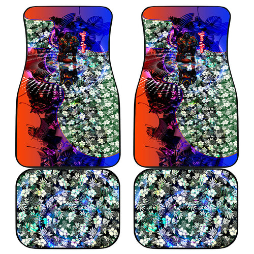 Personalized Adelaide Crow Football Car Mats Tropical Hibiscus Flowers - Pacific Fusion Style