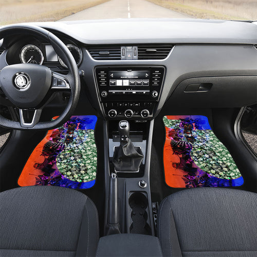 Personalized Adelaide Crow Football Car Mats Tropical Hibiscus Flowers - Pacific Fusion Style