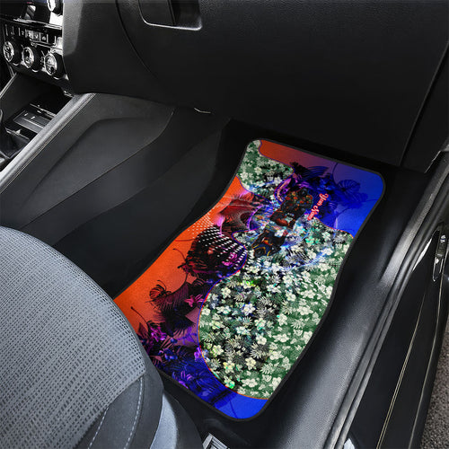 Personalized Adelaide Crow Football Car Mats Tropical Hibiscus Flowers - Pacific Fusion Style