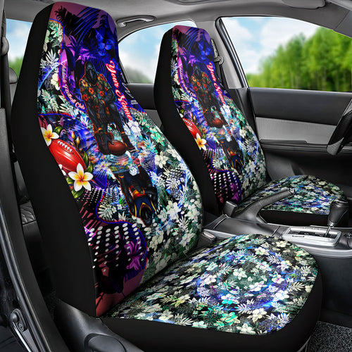 Personalized Adelaide Crow Football Car Seat Cover Tropical Hibiscus Flowers - Pacific Fusion Style