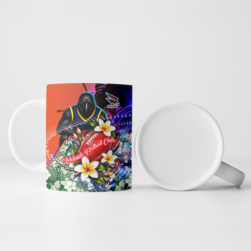 Personalized Adelaide Crow Football Ceramic Mug Tropical Hibiscus Flowers - Pacific Fusion Style
