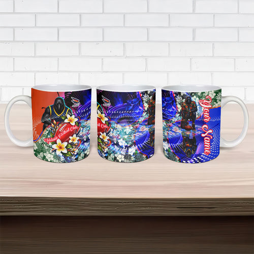 Personalized Adelaide Crow Football Ceramic Mug Tropical Hibiscus Flowers - Pacific Fusion Style