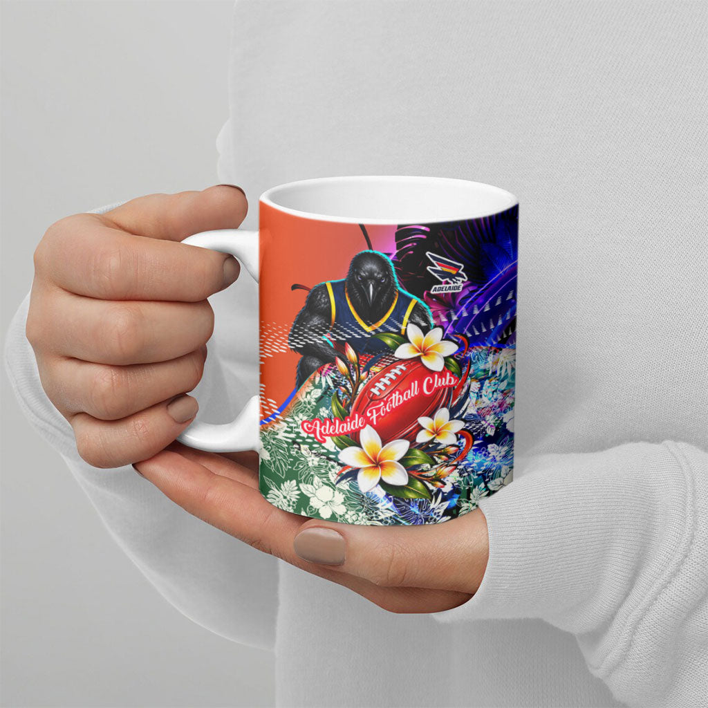 Personalized Adelaide Crow Football Ceramic Mug Tropical Hibiscus Flowers - Pacific Fusion Style