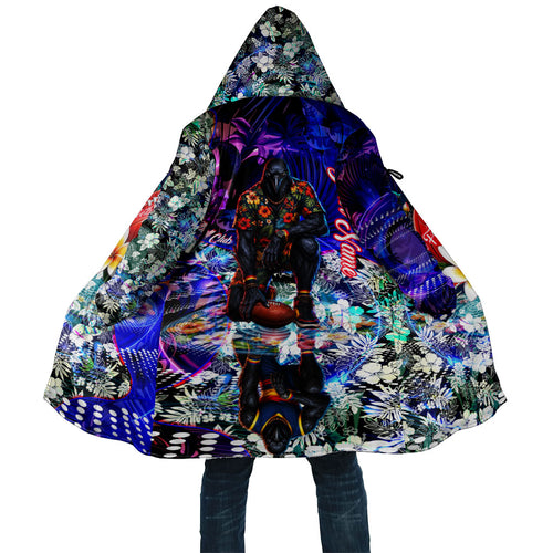 Personalized Adelaide Crow Football Cloak Tropical Hibiscus Flowers - Pacific Fusion Style