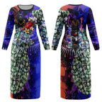 Personalized Adelaide Crow Football Couples Matching Long Sleeve Bodycon Dress and Hawaiian Shirt Tropical Hibiscus Flowers - Pacific Fusion Style