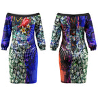 Personalized Adelaide Crow Football Couples Matching Off The Shoulder Long Sleeve Dress and Hawaiian Shirt Tropical Hibiscus Flowers - Pacific Fusion Style