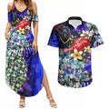 Personalized Adelaide Crow Football Couples Matching Summer Maxi Dress and Hawaiian Shirt Tropical Hibiscus Flowers - Pacific Fusion Style