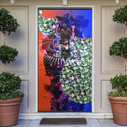 Personalized Adelaide Crow Football Door Cover Tropical Hibiscus Flowers - Pacific Fusion Style
