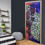 Personalized Adelaide Crow Football Door Cover Tropical Hibiscus Flowers - Pacific Fusion Style
