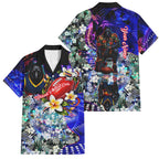 Personalized Adelaide Crow Football Family Matching Off The Shoulder Long Sleeve Dress and Hawaiian Shirt Tropical Hibiscus Flowers - Pacific Fusion Style
