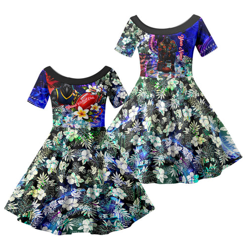 Personalized Adelaide Crow Football Family Matching Summer Maxi Dress and Hawaiian Shirt Tropical Hibiscus Flowers - Pacific Fusion Style