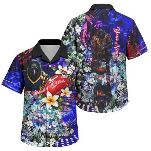 Personalized Adelaide Crow Football Family Matching Summer Maxi Dress and Hawaiian Shirt Tropical Hibiscus Flowers - Pacific Fusion Style