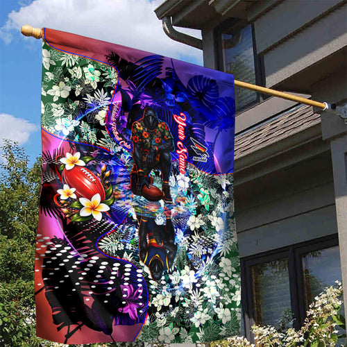 Personalized Adelaide Crow Football Garden Flag Tropical Hibiscus Flowers - Pacific Fusion Style