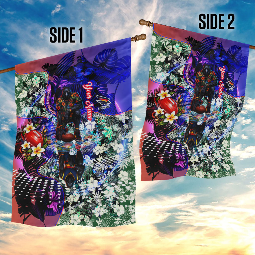 Personalized Adelaide Crow Football Garden Flag Tropical Hibiscus Flowers - Pacific Fusion Style