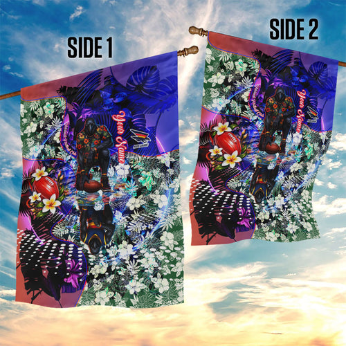 Personalized Adelaide Crow Football Garden Flag Tropical Hibiscus Flowers - Pacific Fusion Style