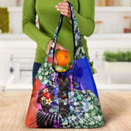 Personalized Adelaide Crow Football Grocery Bag Tropical Hibiscus Flowers - Pacific Fusion Style