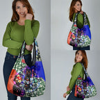 Personalized Adelaide Crow Football Grocery Bag Tropical Hibiscus Flowers - Pacific Fusion Style