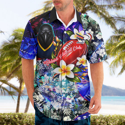 Personalized Adelaide Crow Football Hawaiian Shirt Tropical Hibiscus Flowers - Pacific Fusion Style