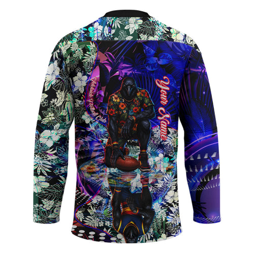 Personalized Adelaide Crow Football Hockey Jersey Tropical Hibiscus Flowers - Pacific Fusion Style