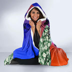 Personalized Adelaide Crow Football Hooded Blanket Tropical Hibiscus Flowers - Pacific Fusion Style