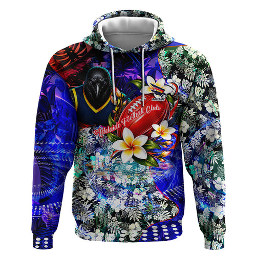 Personalized Adelaide Crow Football Hoodie Tropical Hibiscus Flowers - Pacific Fusion Style