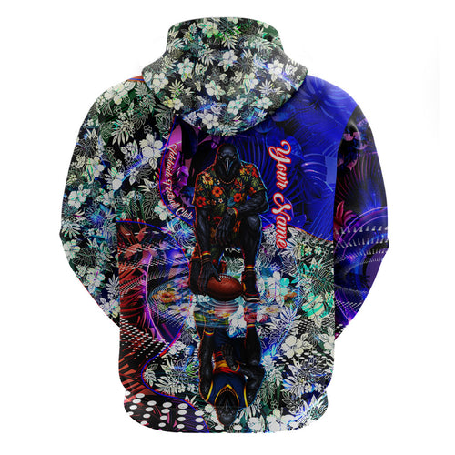 Personalized Adelaide Crow Football Hoodie Tropical Hibiscus Flowers - Pacific Fusion Style