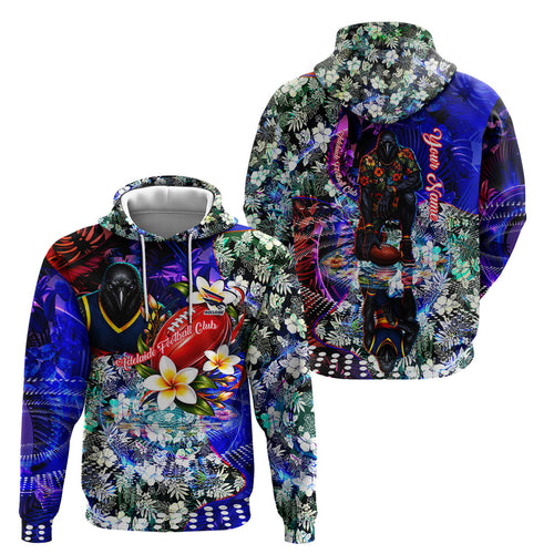 Personalized Adelaide Crow Football Hoodie Tropical Hibiscus Flowers - Pacific Fusion Style