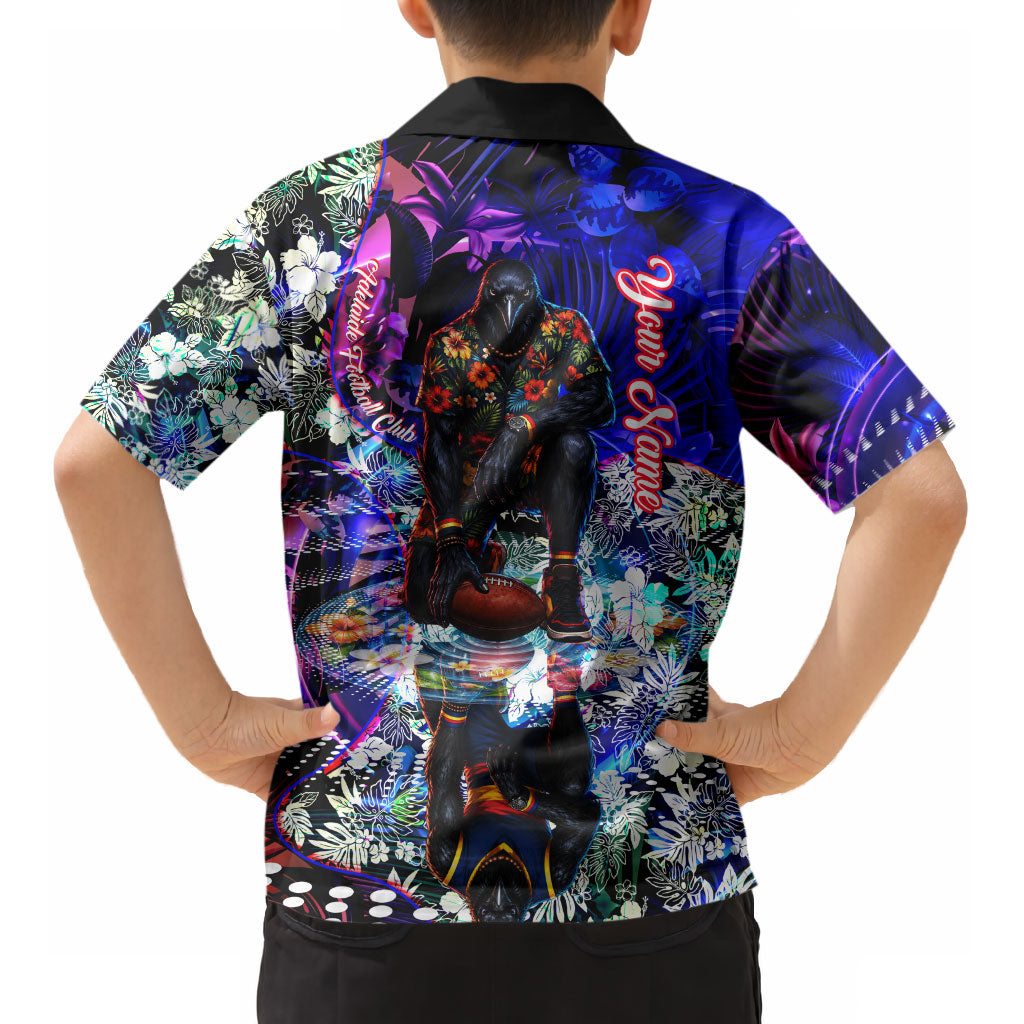 Personalized Adelaide Crow Football Kid Hawaiian Shirt Tropical Hibiscus Flowers - Pacific Fusion Style