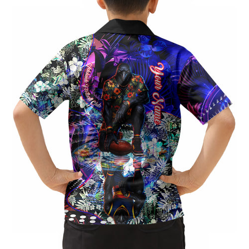 Personalized Adelaide Crow Football Kid Hawaiian Shirt Tropical Hibiscus Flowers - Pacific Fusion Style