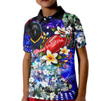 Personalized Adelaide Crow Football Kid Polo Shirt Tropical Hibiscus Flowers - Pacific Fusion Style