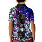 Personalized Adelaide Crow Football Kid Polo Shirt Tropical Hibiscus Flowers - Pacific Fusion Style