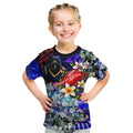 Personalized Adelaide Crow Football Kid T Shirt Tropical Hibiscus Flowers - Pacific Fusion Style