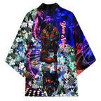 Personalized Adelaide Crow Football Kimono Tropical Hibiscus Flowers - Pacific Fusion Style