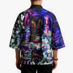 Personalized Adelaide Crow Football Kimono Tropical Hibiscus Flowers - Pacific Fusion Style