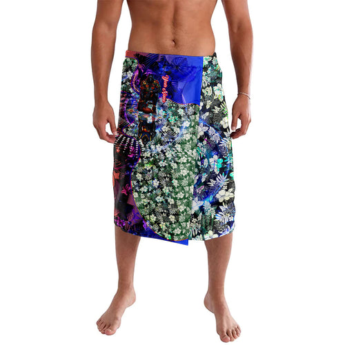 Personalized Adelaide Crow Football Lavalava Tropical Hibiscus Flowers - Pacific Fusion Style