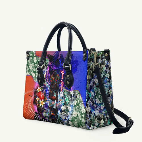 Personalized Adelaide Crow Football Leather Bag Tropical Hibiscus Flowers - Pacific Fusion Style