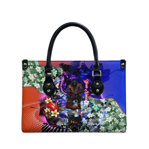 Personalized Adelaide Crow Football Leather Bag Tropical Hibiscus Flowers - Pacific Fusion Style