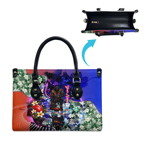 Personalized Adelaide Crow Football Leather Bag Tropical Hibiscus Flowers - Pacific Fusion Style