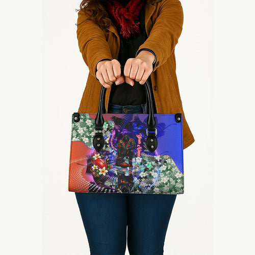 Personalized Adelaide Crow Football Leather Bag Tropical Hibiscus Flowers - Pacific Fusion Style