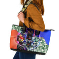 Personalized Adelaide Crow Football Leather Tote Bag Tropical Hibiscus Flowers - Pacific Fusion Style