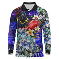 Personalized Adelaide Crow Football Long Sleeve Polo Shirt Tropical Hibiscus Flowers - Pacific Fusion Style