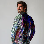 Personalized Adelaide Crow Football Long Sleeve Polo Shirt Tropical Hibiscus Flowers - Pacific Fusion Style