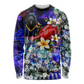 Personalized Adelaide Crow Football Long Sleeve Shirt Tropical Hibiscus Flowers - Pacific Fusion Style