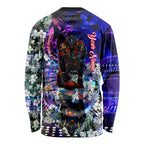 Personalized Adelaide Crow Football Long Sleeve Shirt Tropical Hibiscus Flowers - Pacific Fusion Style