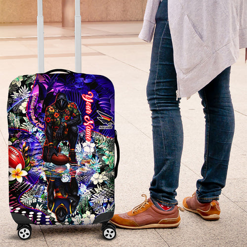 Personalized Adelaide Crow Football Luggage Cover Tropical Hibiscus Flowers - Pacific Fusion Style