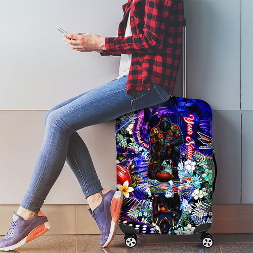 Personalized Adelaide Crow Football Luggage Cover Tropical Hibiscus Flowers - Pacific Fusion Style
