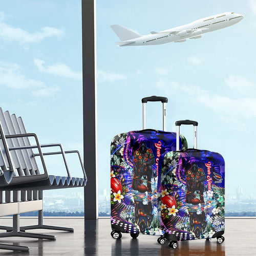 Personalized Adelaide Crow Football Luggage Cover Tropical Hibiscus Flowers - Pacific Fusion Style
