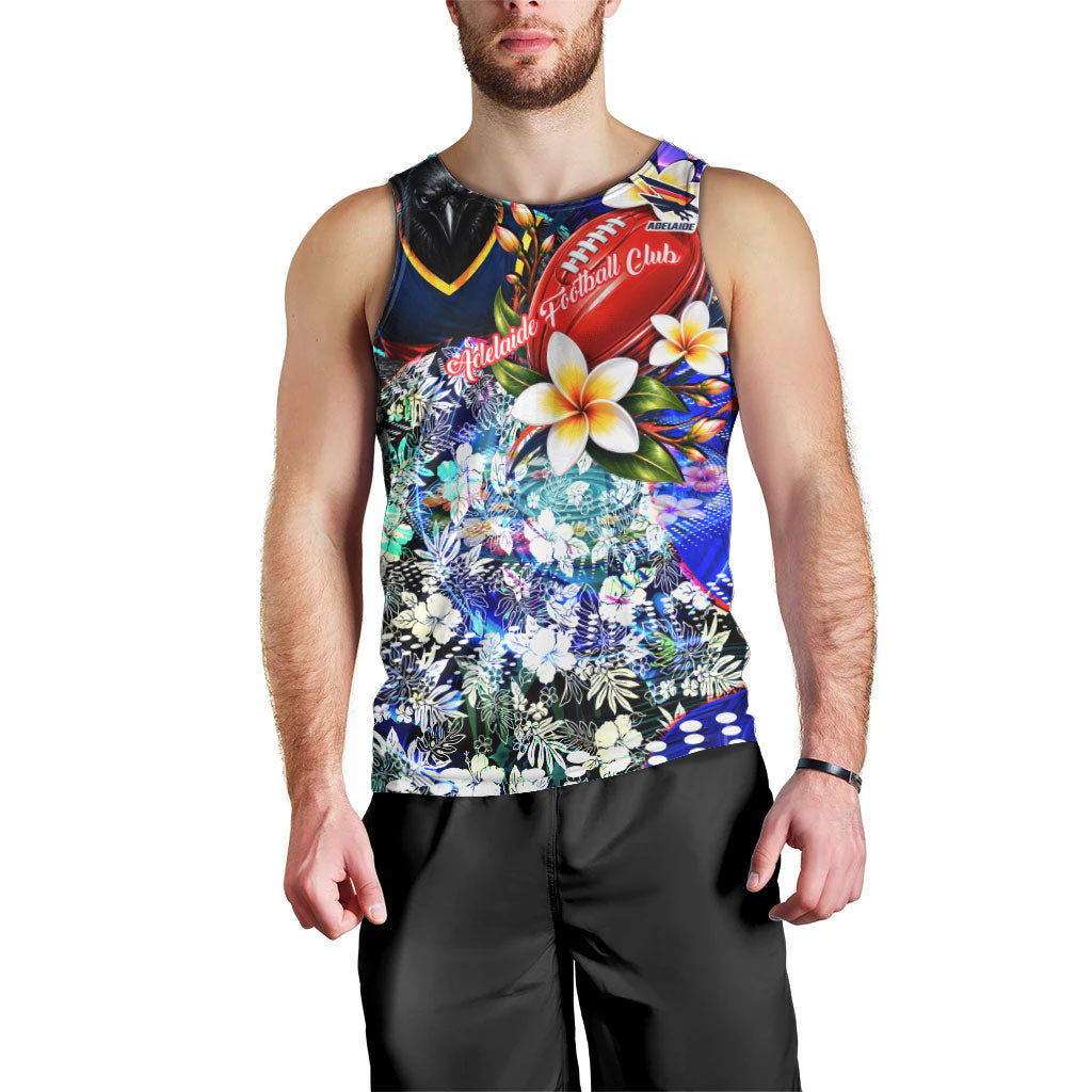 Personalized Adelaide Crow Football Men Tank Top Tropical Hibiscus Flowers - Pacific Fusion Style