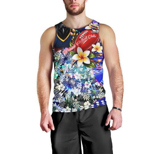 Personalized Adelaide Crow Football Men Tank Top Tropical Hibiscus Flowers - Pacific Fusion Style